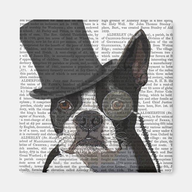 Boston Terrier, Formal Hound and Hat Magnet (Front)