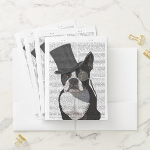 Boston Terrier, Formal Hound and Hat Pocket Folder