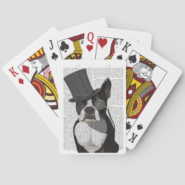 Boston Terrier, Formal Hound and Hat Poker Cards (Back)