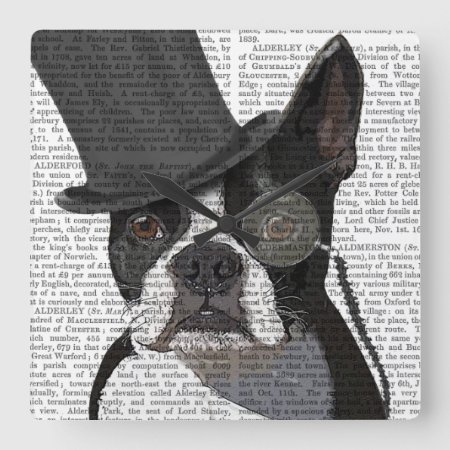 Boston Terrier, Formal Hound And Hat Square Wall Clock