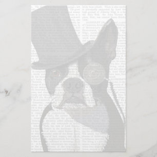 Boston Terrier, Formal Hound and Hat Stationery