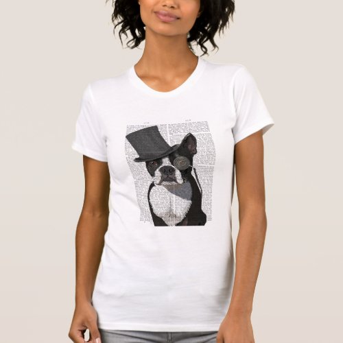 Boston Terrier Formal Hound and Hat T_Shirt