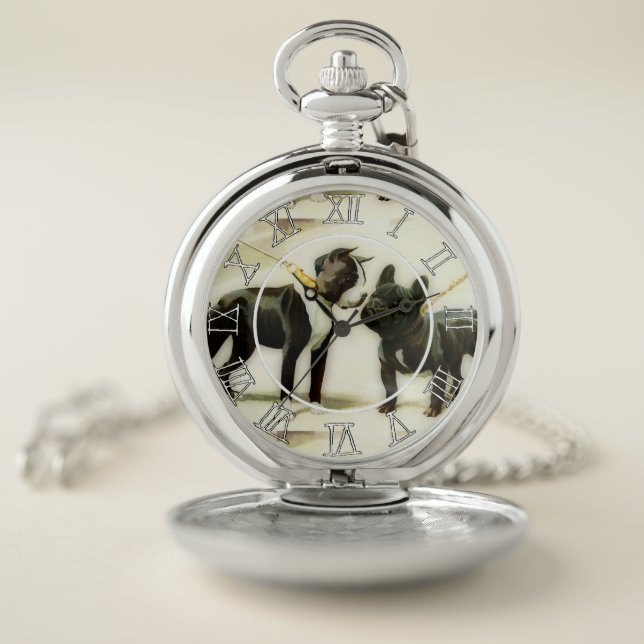 BOSTON TERRIER&FRENCH BULLDOG POCKET WATCH (Inside)