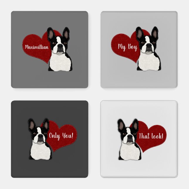 Boston Terrier | Frenchie Mix | Cute Dog Coaster Set (Set)