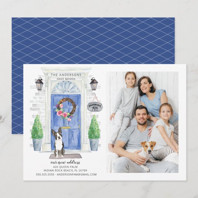 Boston Terrier Front Door Moving Announcement (Front/Back)