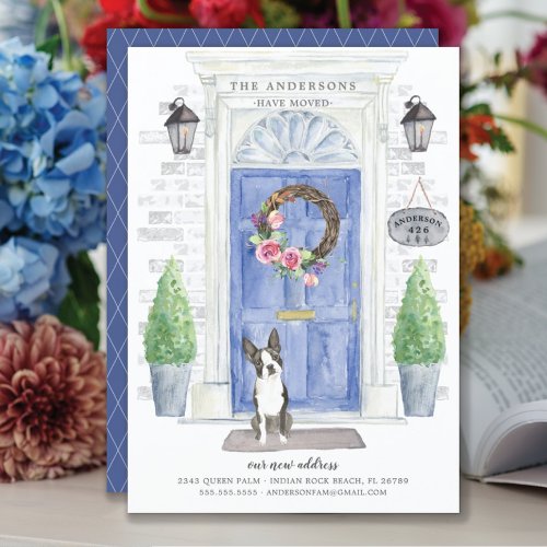 Boston Terrier Front Door Moving Announcement