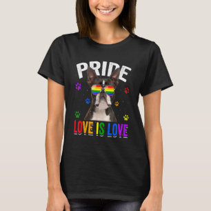 Boston Terrier Gay Pride Lgbt Rainbow Flag Dog T-Shirt