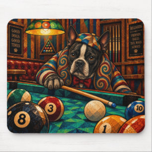Boston Terrier, Geometric Mosaic Mouse Pad