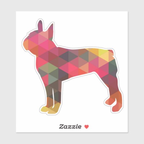 Boston Terrier Geometric Pattern Silhouette Sticker