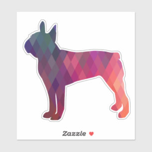 Boston Terrier Geometric Purple Silhouette Sticker