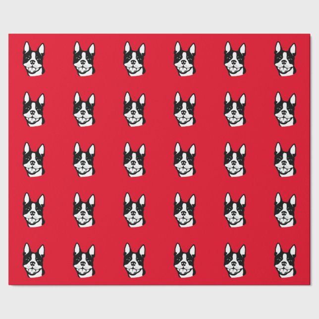 Boston Terrier Gift Wrapping Paper (Seam)
