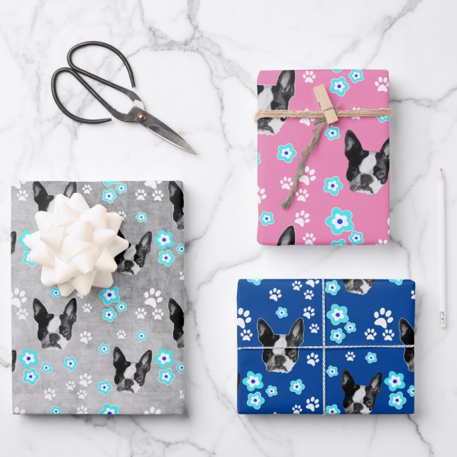 Boston Terrier Gifts, Accessories and Wrapping Paper Sheets (Front)