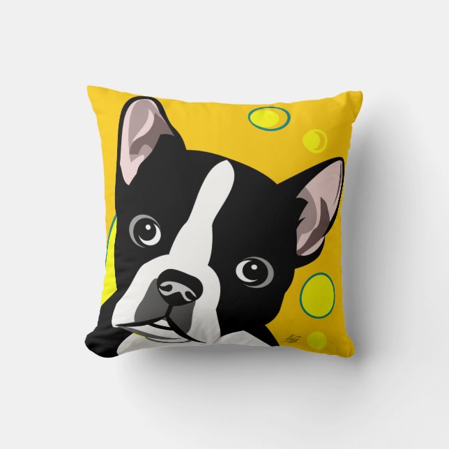 Boston Terrier Gifts Throw Pillow (Front)