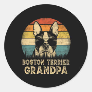 Boston Terrier Grandpa Dog Lovers Father's Day Classic Round Sticker