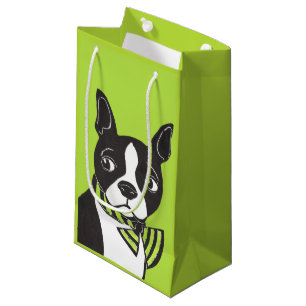 Boston Terrier Green Glossy Gift Bag