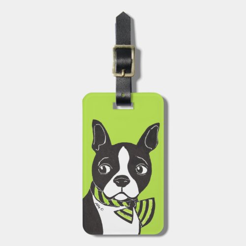 Boston Terrier Green Luggage Tag