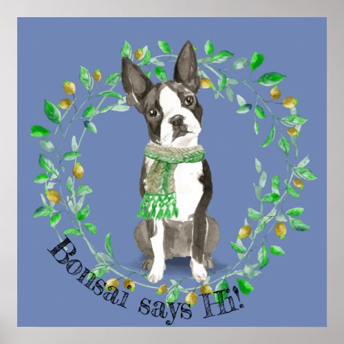 Boston Terrier Greetings Poster