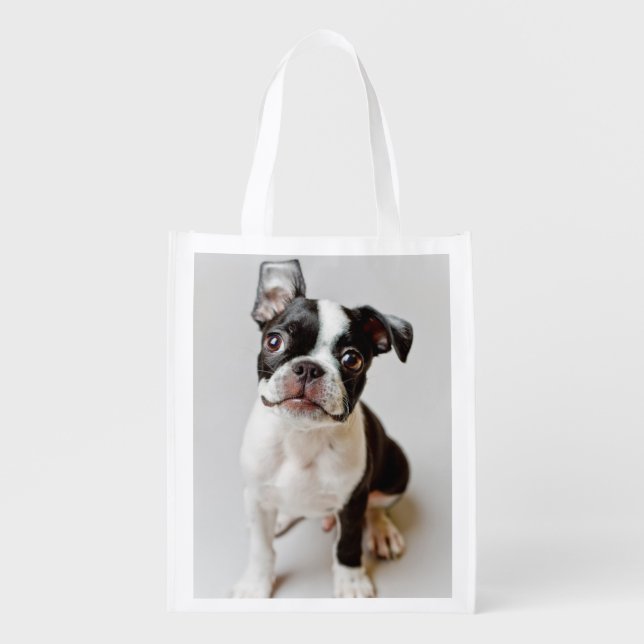 Boston Terrier Grocery Bag (Front)