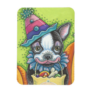 BOSTON TERRIER HALLOWEEN CLOWN, CUTE DOG MAGNET