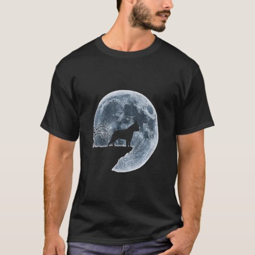 Boston Terrier Halloween Costume Moon Silhouette  T_Shirt