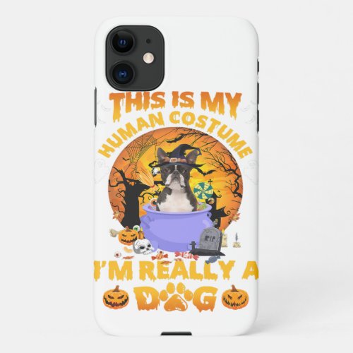 Boston Terrier Halloween Costume Pumpkin Dog Lover iPhone 11 Case