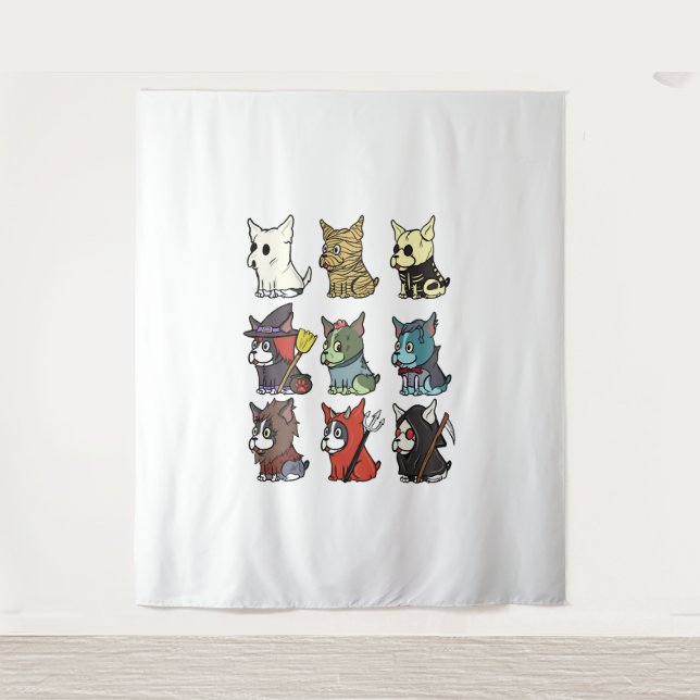 Boston Terrier Halloween Costume Tapestry (Front)