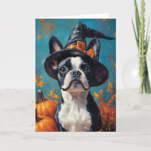 Boston Terrier Halloween Holiday Card