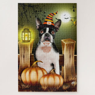 Boston Terrier Halloween Jigsaw Puzzle. Jigsaw Puzzle
