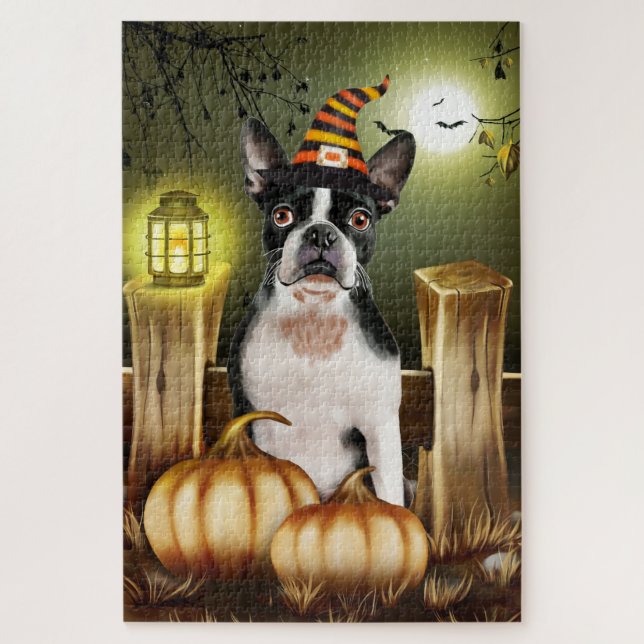 Boston Terrier Halloween Jigsaw Puzzle. Jigsaw Puzzle (Vertical)