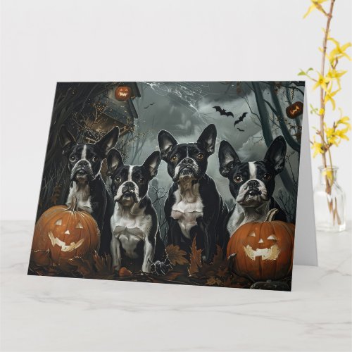 Boston Terrier Halloween Night Doggy Delight Card