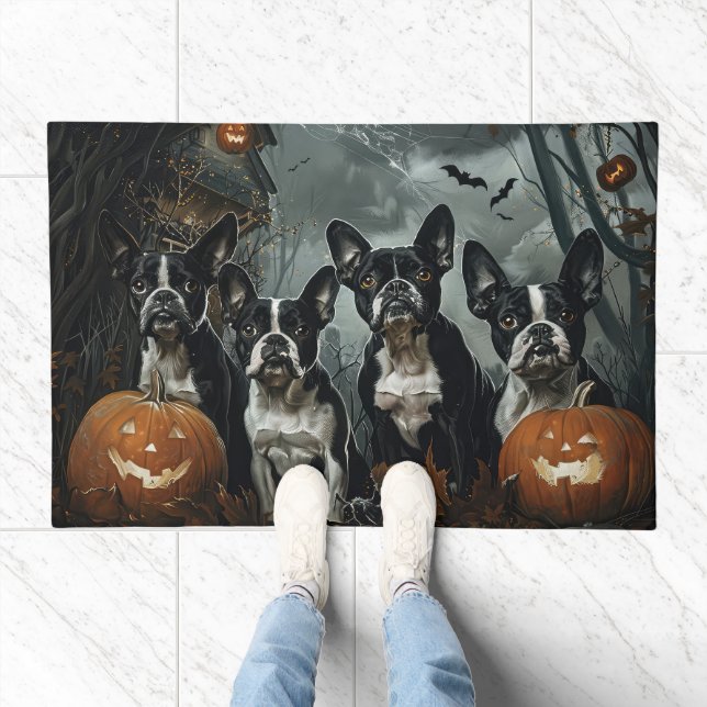 Boston Terrier Halloween Night Doggy Delight Doormat (Indoor)