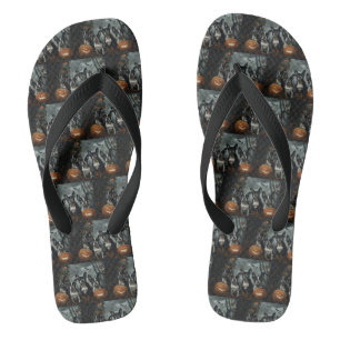 Boston Terrier Halloween Night Doggy Delight Flip Flops