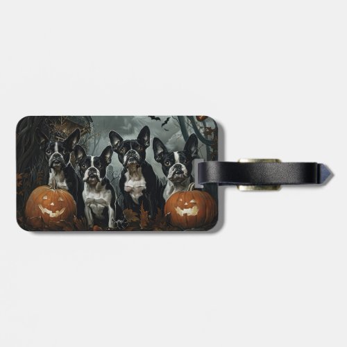 Boston Terrier Halloween Night Doggy Delight Luggage Tag