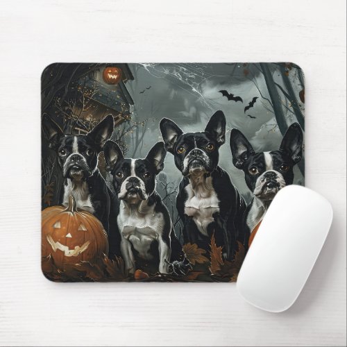 Boston Terrier Halloween Night Doggy Delight Mouse Pad