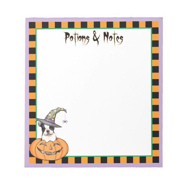 Boston Terrier Halloween Notepad (Front)