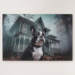 Boston Terrier Halloween Scary Jigsaw Puzzle