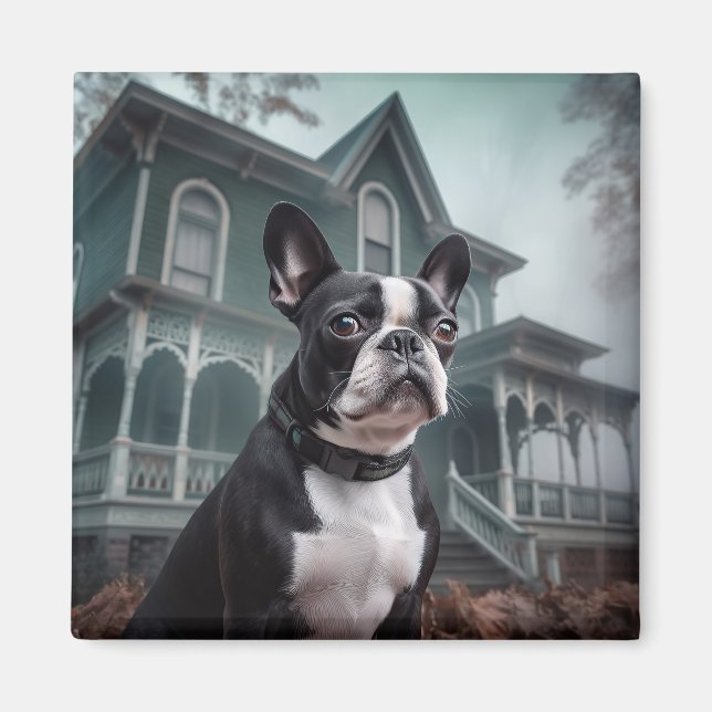 Boston Terrier Halloween Scary Magnet (Front)