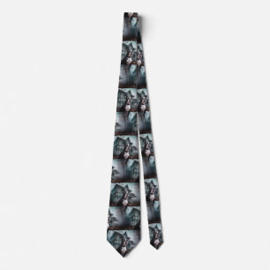 Boston Terrier Halloween Scary Neck Tie