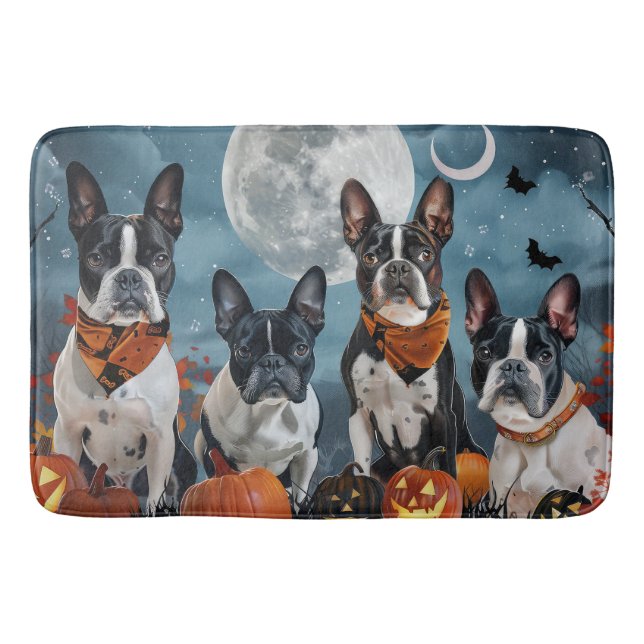 boston terrier Halloween Spooky Bath Mat (Front)