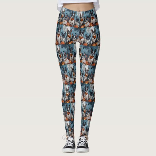 boston terrier Halloween Spooky Leggings