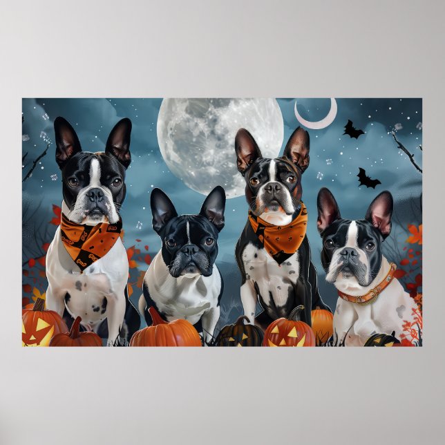 boston terrier Halloween Spooky Poster (Front)