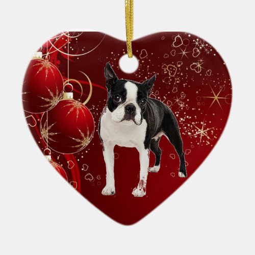 Boston Terrier Hanging Christmas Ornament