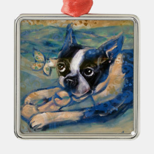 Boston Terrier happiness tribute Metal Ornament