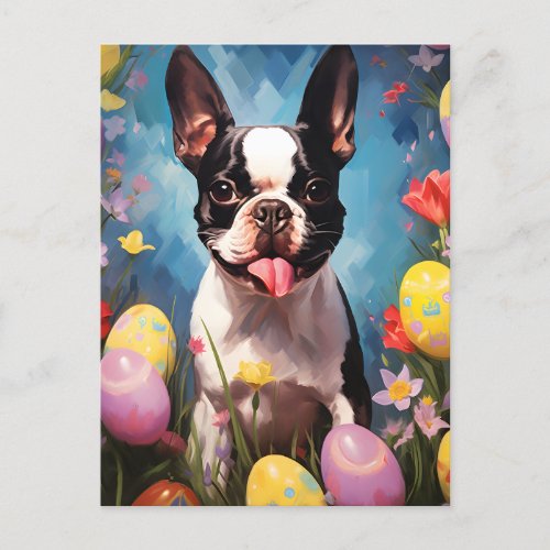 Boston Terrier Happy Easter Postcard