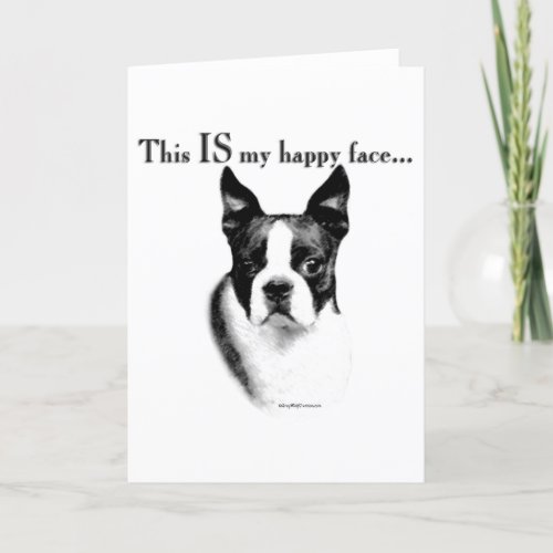 Boston Terrier Happy Face Card