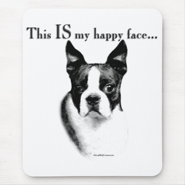 Boston Terrier Happy Face Mouse Pad (Front)
