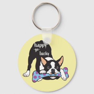 UnconventionalJ Keychain Key Chain Boston Terrier Dog Key Ring Key Fob Animal Cute Fun Cool Unique Keychains Custom Key Chains for Women Gift Idea Toy