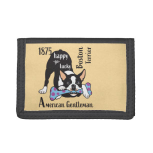 Boston Terrier. Happy go lucky Trifold Wallet