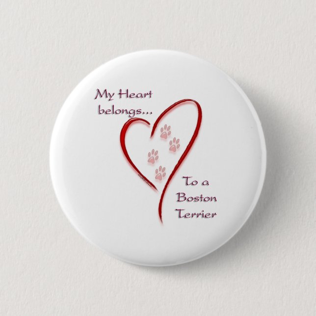 Boston Terrier Heart Belongs Button (Front)