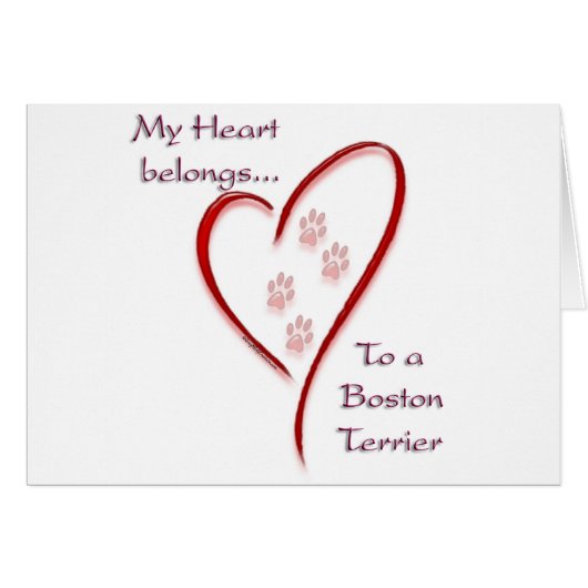 Boston Terrier Heart Belongs Cards (Front Horizontal)